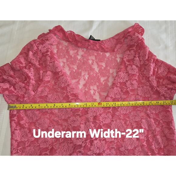 Vintage Venezia Hot Pink Lace Shrug Top Womens 18/20 Ruffles Whimsigoth Boho Y2K - Picture 12 of 16